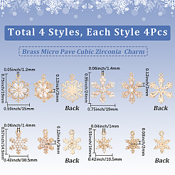 16 stücke 4 arten weihnachten messing micro pave zirkonia anhänger&nbsp;KK-SC0006-95