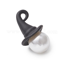 Halloween-Thema runde Muschelperle mit Hexenhut-Anhängern aus Legierung&nbsp;PALLOY-JF04237