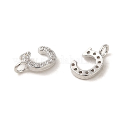 Pendentifs de lettre initiale en laiton avec zircone cubique de micro pave&nbsp;ZIRC-F008-C