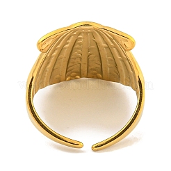 Ionenbeschichtung (IP) Muschelform 304 Edelstahl offene Manschette Fingerringe für Frauen&nbsp;RJEW-P114-02G