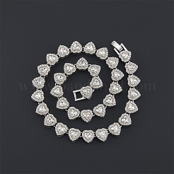 1 Stück Herz-Zink-Legierung Kristall Strass Cup Kette Tennis Halsketten für Frauen&nbsp;NJEW-SP0001-06P