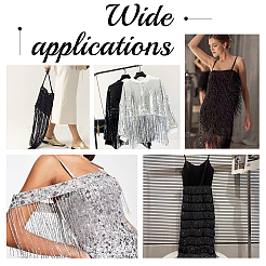Ruban de dentelle en maille de polyester de 10 mètre avec pompon paillette en pvc scintillant&nbsp;OCOR-WH0078-84A