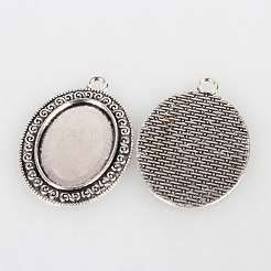 Tibetischer Stil Legierung Anhänger Fassungen&nbsp;X-TIBEP-N003-26AS