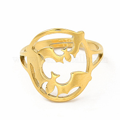 Ionenplattierung (IP) 304 Edelstahl Fledermaus verstellbarer Ring für Frauen&nbsp;LS-RJEW-B027-04G