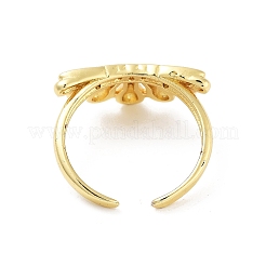 Bague ouverte en laiton avec micro pavé de zircons cubiques transparents pour femme&nbsp;LS-RJEW-Z055-06G