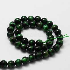 Brins de perles rondes en œil de tigre naturel (teint et chauffé)&nbsp;G-E329-10mm-40A