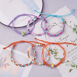 Gewachste Polyester-String geflochtene Kordel-Armbänder-Set&nbsp;BJEW-SW00032-04