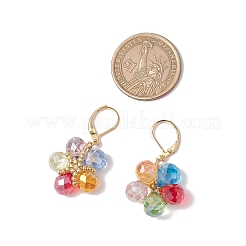 Orecchini a leva con perline di vetro e fiori&nbsp;EJEW-MZ00427-02
