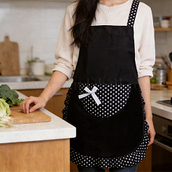 Küchenschürze aus Polyester mit Polka-Dots und Schleife&nbsp;AJEW-BM0001-49