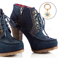 12 pièce de breloques de chaussures en alliage soleil et lune&nbsp;HJEW-DR00003