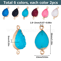 12 Stück 6 Farben Druzy Quarz Kristall gefärbt Verbinder Charms&nbsp;FIND-SC0005-33