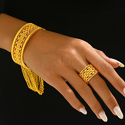 Ensemble de bracelet et bague creux en alliage vintage du Moyen-Orient pour mariage&nbsp;FS3681