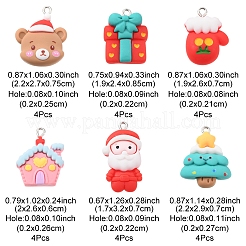 24 pièces 6 styles pendentifs en résine opaque de noël&nbsp;RESI-FS0001-43