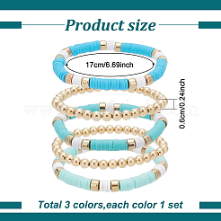 3 Set 3 Farben Polymer Clay Heishi Surfer Stretch Armbänder Set&nbsp;BJEW-AN0001-30