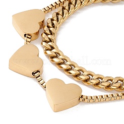 Mehrsträngiges Armband aus zwei Ketten mit Herzperlen&nbsp;STAS-D184-11G