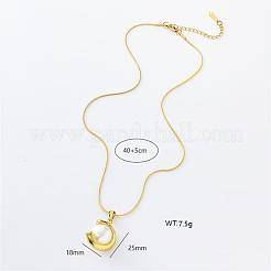 3 collar con colgante redondo de acero inoxidable y perla de concha europea para mujer&nbsp;LA6182