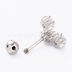 Messing-Ohrringe aus Mikropavé mit klaren Zirkonia-Barbell-Knorpeln&nbsp;LS-AJEW-P017-15P
