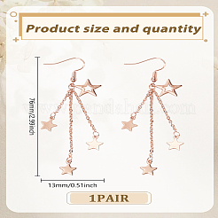 1 paire de boucles d'oreilles pendantes à pampilles en laiton en forme d'étoile&nbsp;EJEW-LP0007-113RG