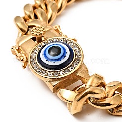 Ionenplattierung (IP) 304 Edelstahl Panzerketten Armband mit Kristall Strass&nbsp;BJEW-E009-05G-02