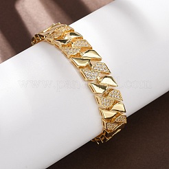 Geometrische Gliederarmbänder aus Messing mit Mikropavé-Fassung aus klaren Zirkonia für Damen&nbsp;BJEW-F530-05G
