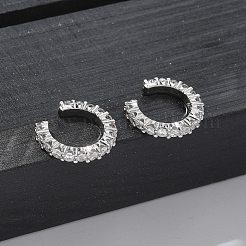 Messing Micro Pave klare Zirkonia Manschette Ohrringe&nbsp;X-EJEW-I249-14P