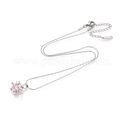 Ciondolo a forma di cuore con zirconi cubici in ottone e pianeta&nbsp;NJEW-T018-05P