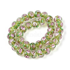 Brins de perles rondelles à fleurs intérieures en lampwork faites à la main&nbsp;LAMP-T022-24H