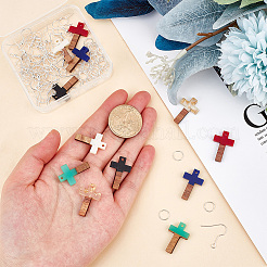 Kit de fabrication de boucles d'oreilles pendantes en croix bicolores&nbsp;DIY-PH0010-50