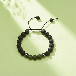 Rundes geflochtenes Perlenarmband aus natürlicher taiwanesischer Jade & Lavagestein & synthetischem Hämatit&nbsp;BJEW-JB08387-05