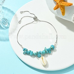 Braccialetto scorrevole con ciondoli in conchiglia naturale&nbsp;BJEW-TA00365-02