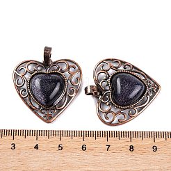 Pendenti sintetici a forma di cuore d'amore color pesca con pietra dorata blu&nbsp;G-G158-01-19