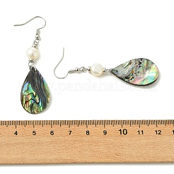 Pendientes colgantes de concha de abulón natural/concha de paua&nbsp;EJEW-JE07434-02