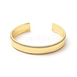 Bracciale rigido aperto rettangolare con zirconi cubici trasparenti&nbsp;BJEW-J165-11G
