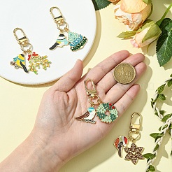 Pendentif décoratif en alliage émaillé sur le thème des oiseaux&nbsp;KEYC-YW00153-01