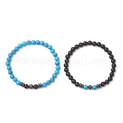 Pulseras elásticas con cuentas de ónix negro natural&nbsp;BJEW-JB13437