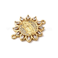 Religion Messing Micro Pave klare Zirkonia Blume Anschluss Charms&nbsp;KK-I360-008G-02