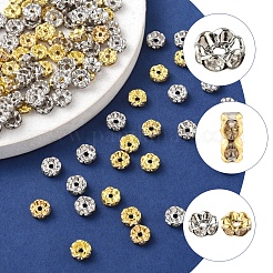 120 Stück 2 Farben Messing Kristall Strass Abstandsperlen&nbsp;RB-FS0001-06