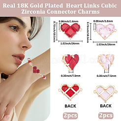 4 pz 2 colori in ottone pavimentano i ciondoli del connettore cubic zirconia&nbsp;KK-BBC0018-42G