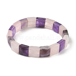 Bracelets extensibles en perles d'améthyste naturelle et de quartz rose pour femmes et hommes&nbsp;BJEW-C097-06-13