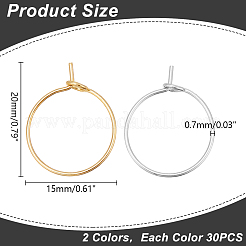 60 pieza de 2 colores 316 anillos de acero inoxidable quirúrgico con dijes para copas de vino&nbsp;STAS-LP0001-05A