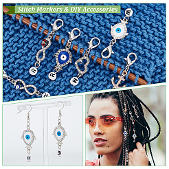 Maschenmarkierer mit Anhänger aus legiertem Strass mit bösem Blick und Acrylperlen&nbsp;HJEW-AB00081