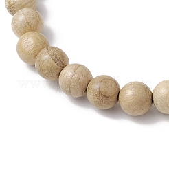 Bracelets extensibles en perles rondes en bois naturel et aventurine verte pour femmes&nbsp;BJEW-JB11929-01