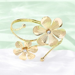 Bracelets manchettes en alliage de fleurs pour filles et femmes&nbsp;LS-AJEW-A063-01A-G