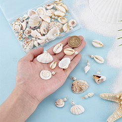 44 stücke 11 arten natürliche gemischte shell & shell perle anhänger&nbsp;PALLOY-PH01922