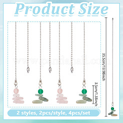 4 Stück 2 Stile natürlicher Rosenquarz & grüner Aventurin Charms Deckenventilator Zugkette Verlängerungen&nbsp;HJEW-NB00239