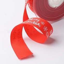 Joyeux Noël avec ruban gros-grain de polyester de flocon de neige pour noël&nbsp;SRIB-K002-25mm-G01
