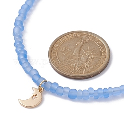 Set di collane da donna con 2 collana di perline di semi di vetro e ottone stile luna e stella da 2 pezzo&nbsp;NJEW-JN04394