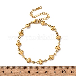Bracciali a maglie a cuore in acciaio inossidabile 304 per donna&nbsp;BJEW-L706-03G