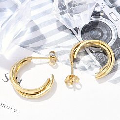 C-förmige Ohrstecker aus gedrehtem Edelstahl 304 für Damen&nbsp;EJEW-C096-40G