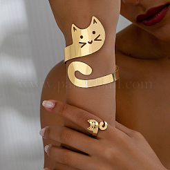 Manschettenarmbänder und Manschettenringe in Katzenform aus Legierung&nbsp;FS-WGE4C4B-01